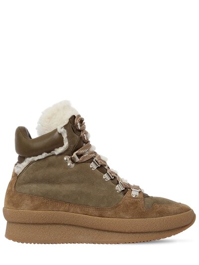 ISABEL MARANT 60MM BRENDTA SHEARLING & SUEDE BOOTS,70IE1C007-NTBUQQ2