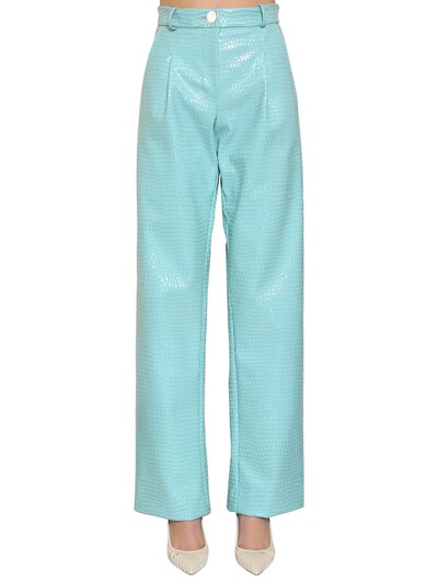 light blue leather pants