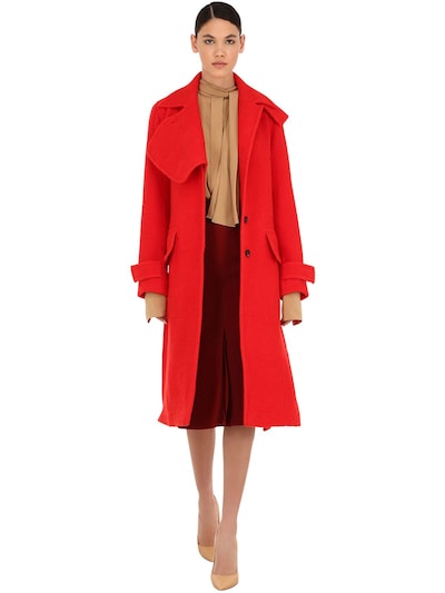 Victoria Beckham Virgin Wool Blend, Wool Blend Red Trench Coat