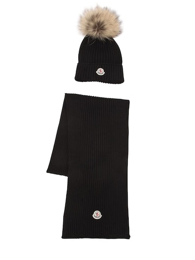 Moncler - Virgin wool knit hat \u0026 scarf 