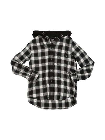 hooded checked flannel