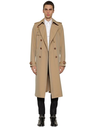 Double breasted gabardine trench coat 