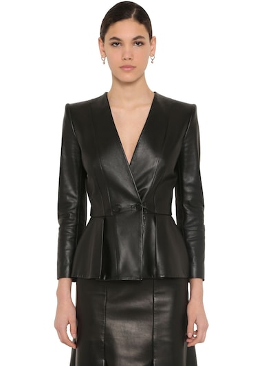 Alexander McQueen - Flared nappa leather jacket - Black | Luisaviaroma
