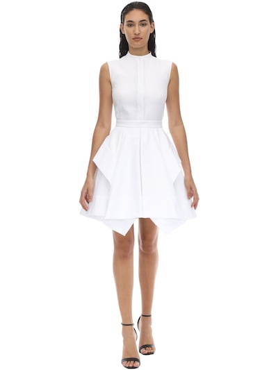 Peplum cotton piquet mini dress - White 