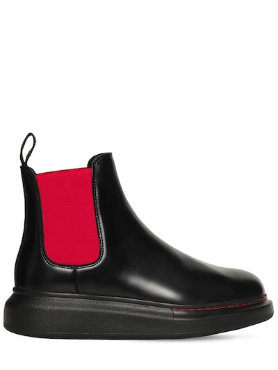 red leather chelsea boots