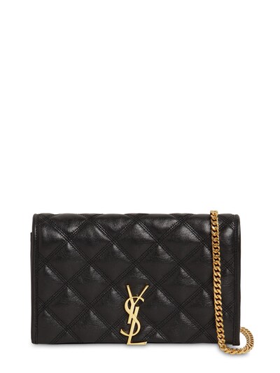 Saint Laurent Becky Quilted Leather Chain Wallet Bag In Noir