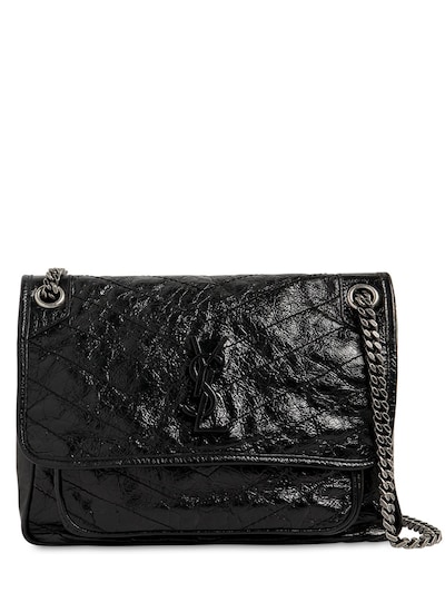 Shop Saint Laurent Medium Nikki Bag W/ Silver Hardware In Black