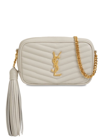 Saint Laurent Mini Lou Quilted Leather Camera Bag In Blanc Vintage