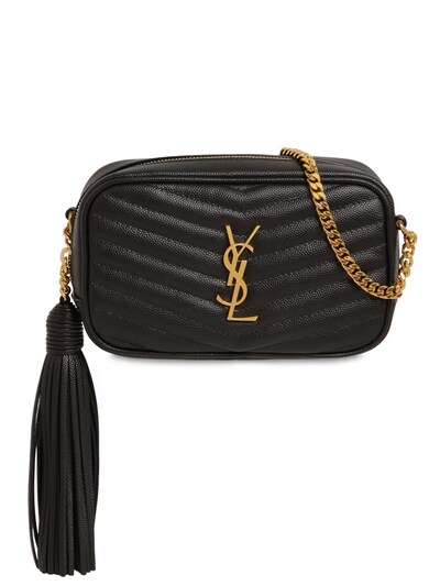 Saint Laurent Mini Lou Quilted Leather Camera Bag In Black