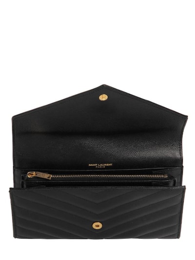 Shop Saint Laurent Large Monogram Quilted Leather Wallet In Noir