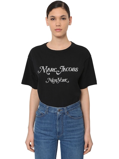 Marc Jacobs Crystal Logo Cotton Jersey T-shirt