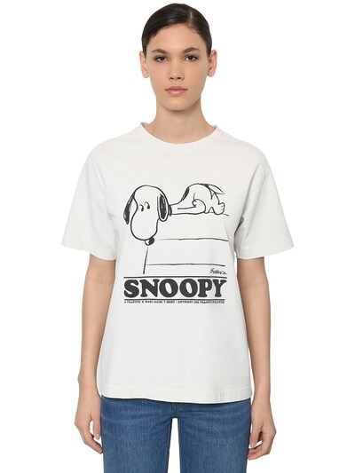 Marc Jacobs Snoopy Printed Cotton Jersey T-shirt In White