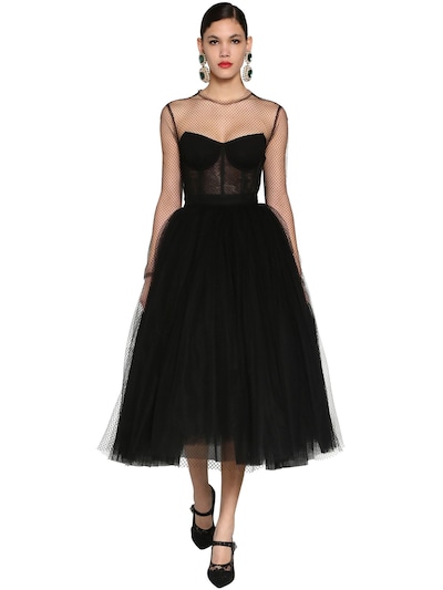 dolce and gabbana black tulle dress