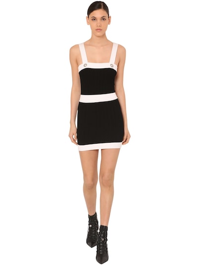 balmain black and white dress