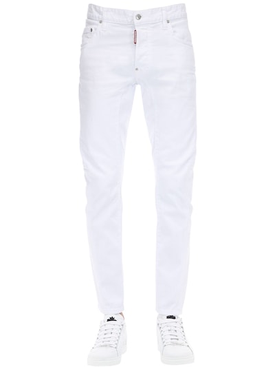 Dsquared2 17cm Tidy Biker Cotton Denim Jeans In White
