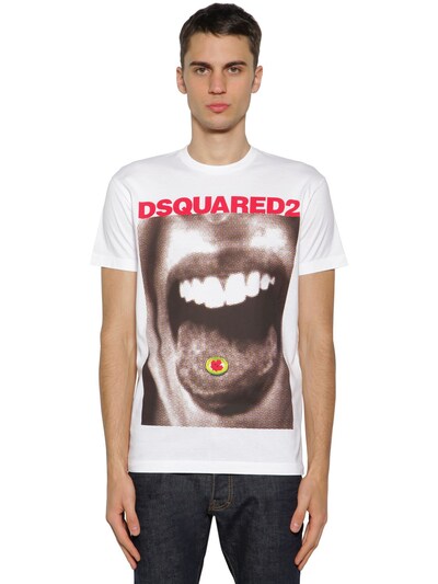 DSQUARED2 PRINTED COTTON JERSEY T-SHIRT,70IG7E051-MTAW0