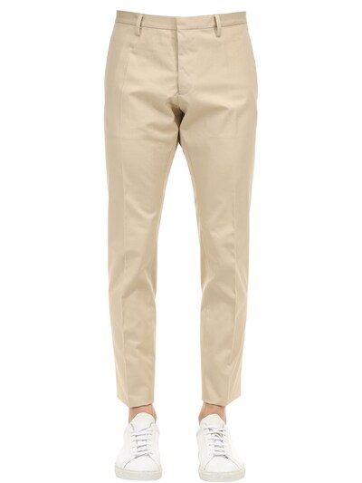 Dsquared2 16.5cm Tidy Cotton Twill Chino Pants In Beige