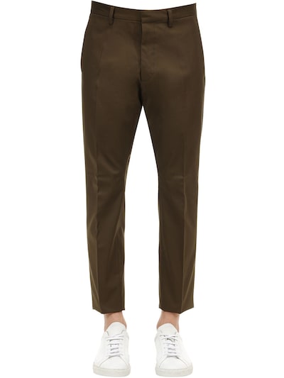 Dsquared2 16.5cm Hockney Cotton Canvas Pants In Military Green