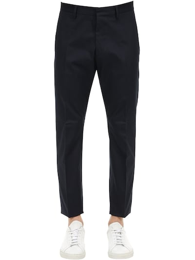 Dsquared2 16.5cm Hockney Cotton Canvas Trousers In Blue