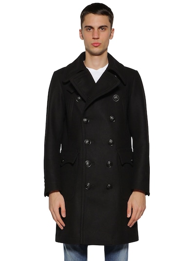 DSQUARED2 DOUBLE BREASTED WOOL BLEND PEACOAT,70IG7E126-OTAW0