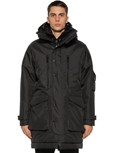Dsquared2 Double Hooded Tech Canvas Parka In Black