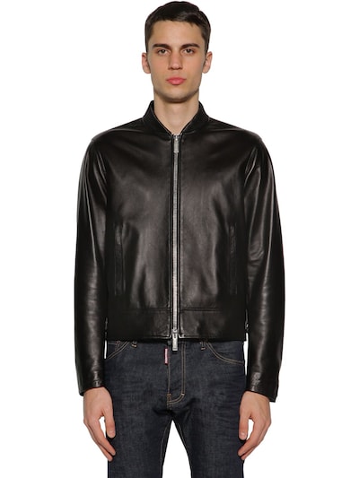 dsquared leather bomber jacket