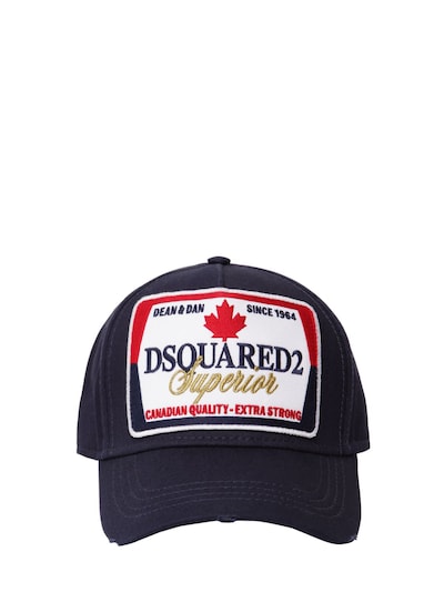 Dsquared2 Superior Patch Cotton Canvas Baseball In Navy