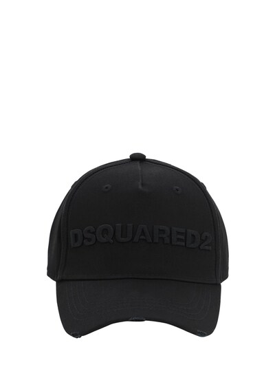 Dsquared2 Logo Cotton Canvas Baseball Hat In Black