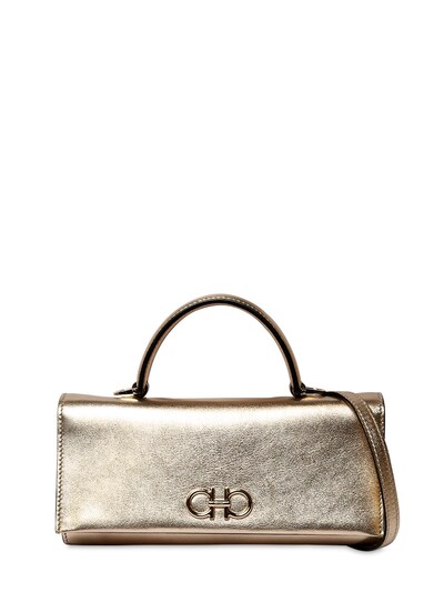 metallic leather shoulder bag