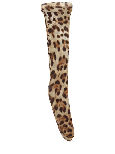 Dolce & Gabbana Leopard Print Tulle Socks