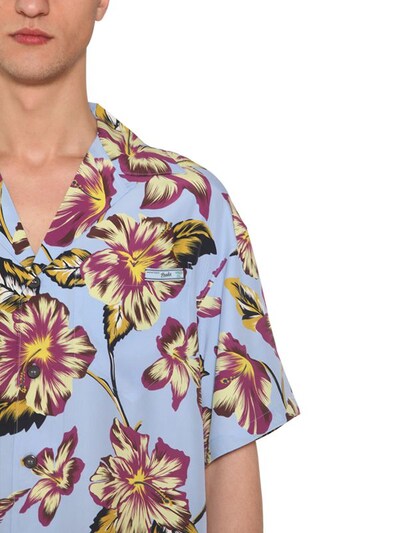 Prada PRADA hibiscus floral print bowling shirt