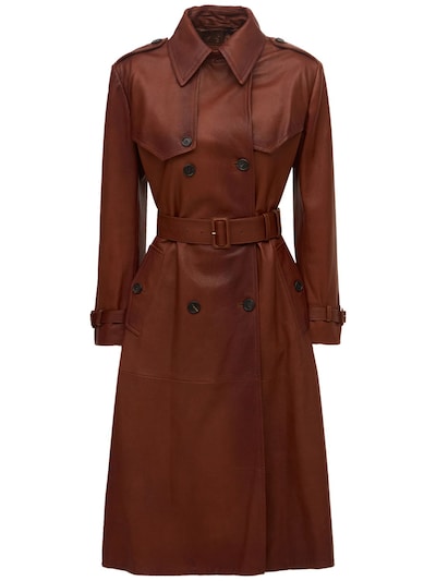 Prada Double Ted Leather Trench, Faux Leather Trench Coat Buckle