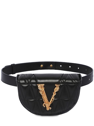 Versace Virtus Quilted Leather Belt Bag In Black