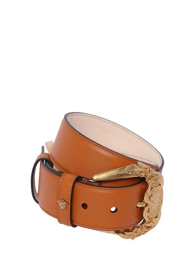 Versace 40mm Leather Belt In Caramel