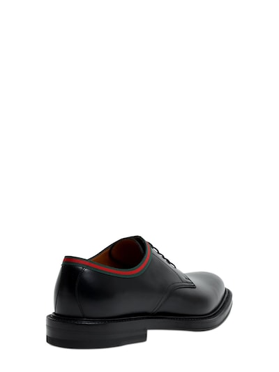 Shop Gucci 15mm Leather Lace-up Derby Shoes In Black