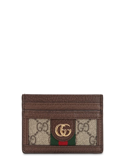 Gucci Ophidia Gg Supreme Card Holder In Brown
