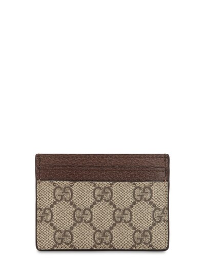 Shop Gucci Ophidia Gg Supreme Card Holder In Brown