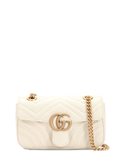 Gucci Mini Gg Marmont 2.0 Leather Shoulder Bag In Mystic White