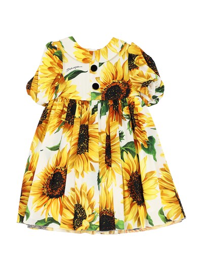 Sunflower print silk charmeuse dress 