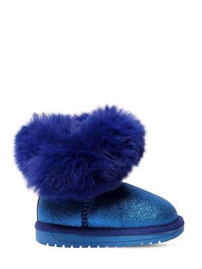 blue fur boots