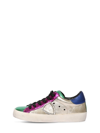 PHILIPPE MODEL - Color block laminated leather sneakers - | Luisaviaroma