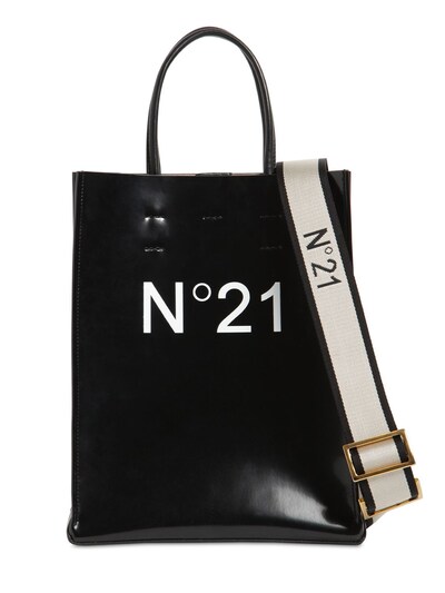 N°21 Small Printed Logo Pvc Shopping Bag In Black