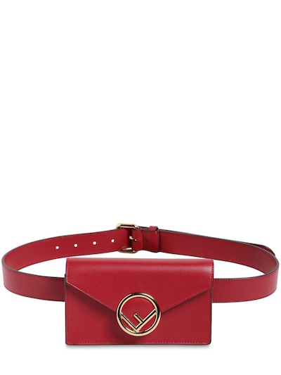 Fendi Logo Leather Belt Bag In Fragola