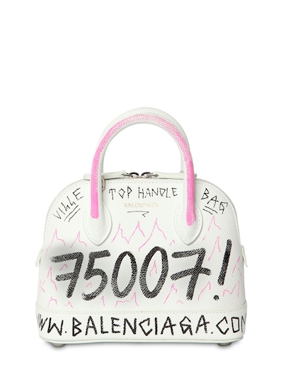 BALENCIAGA XXS“VILLE”涂鸦粒面皮革手提包,70IIUT006-OTA3MG2