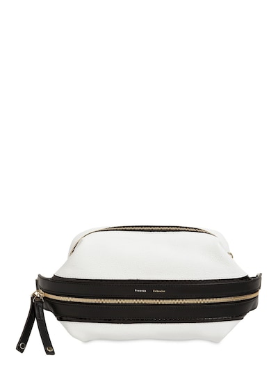 Proenza Schouler Bi Color Leather & Snakeskin Belt Bag In Optic White,bla