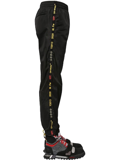 Off-white Nylon Track Pants W/ Logo Band In Black