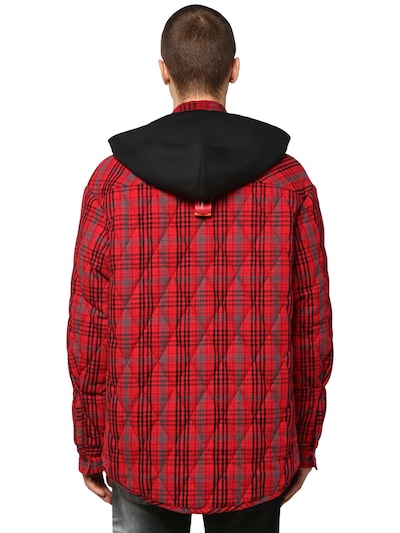 off white hooded flannel