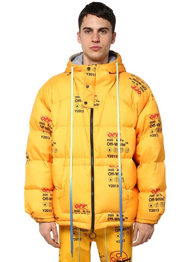 OFF-WHITE PRINTED TECHNO PUFFER JACKET W/ HOOD,70IJRD025-NJAWMA2