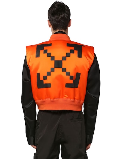 Off-white Zip-up Techno Bomber Vest In Orange,black