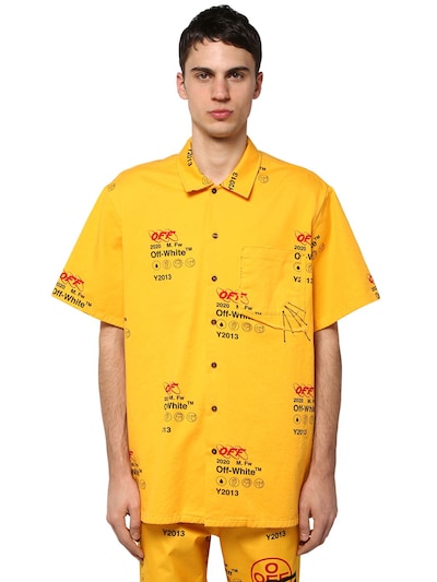 Off-white Industrial Printed Cotton Canvas Shirt In Yellow | ModeSens